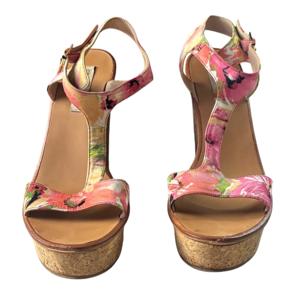 Steve Madden Montauk Espadrille Platform Wedge Fabic Sandals Womens 8B Floral - Picture 2 of 16